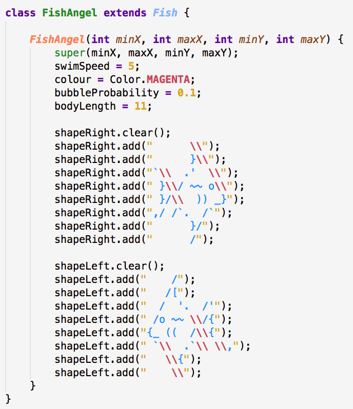 Class description of ASCII Angelfish.